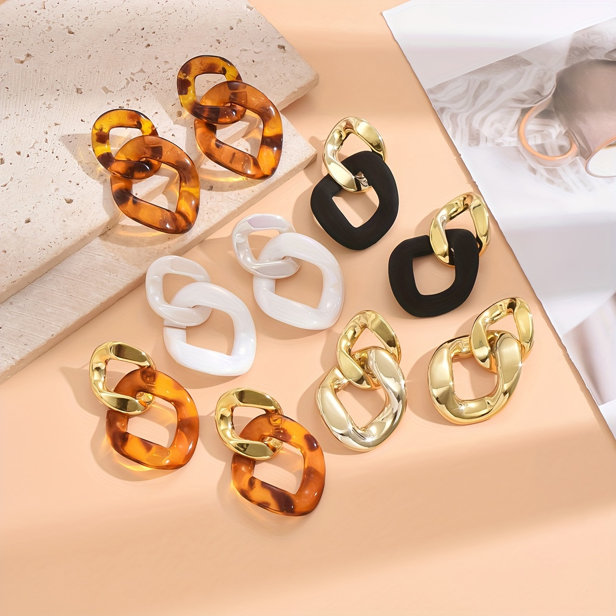 Acrylic Exaggerated Geometric Earrings, 2pcs Set